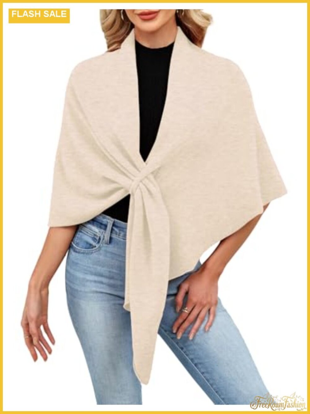 iWoo Womens Knitted Open Front Poncho Sweater Wrap Shawl One Size